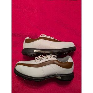 Etonic Stabilites Men’s Golf Shoes White Brown Leather Spiked Size 7 M 2004 VTG